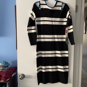 Black and White off the shoulder long sleeve dress